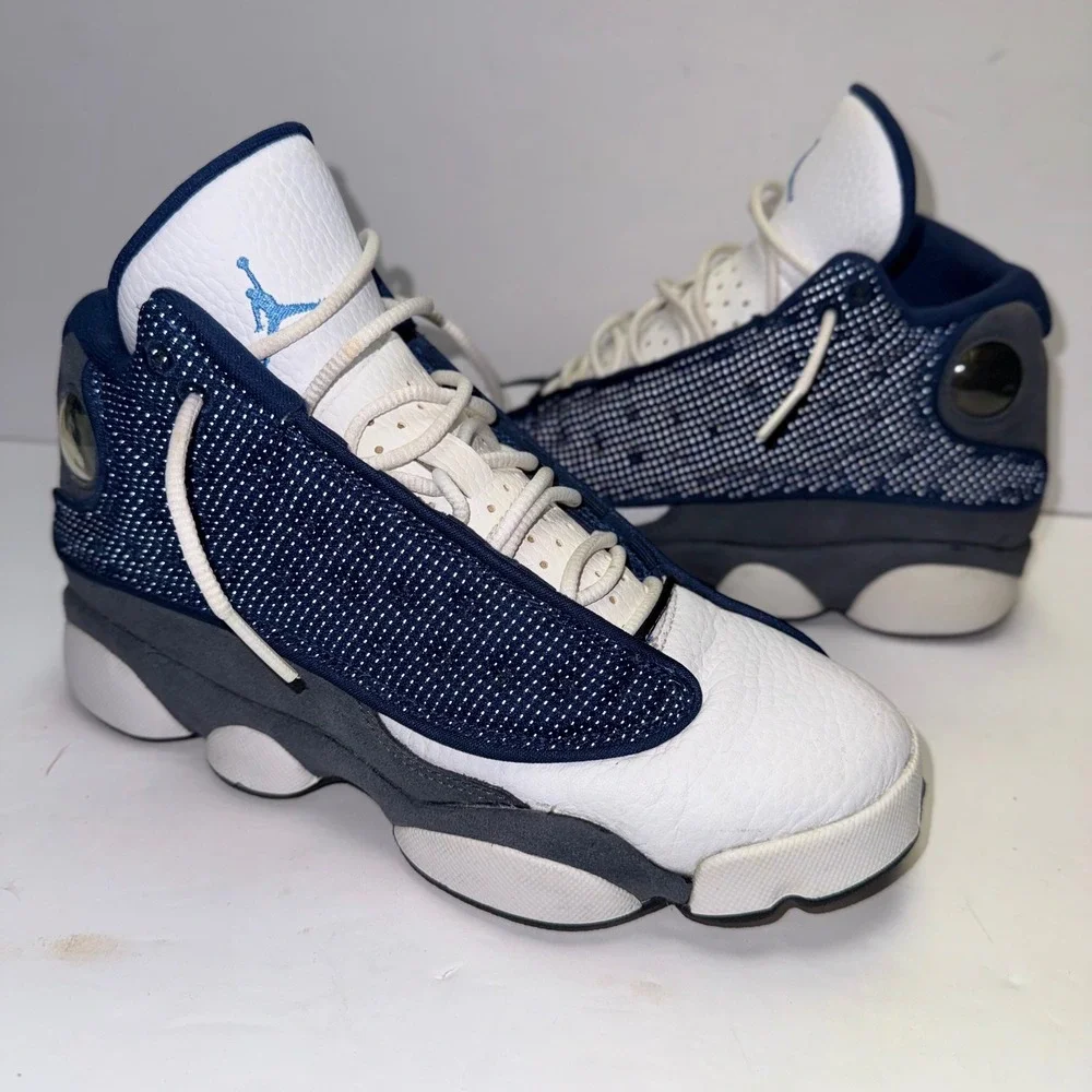 Jordan 13 Retro Kids Size 4.5Y Navy White Flint Grey 884129-404